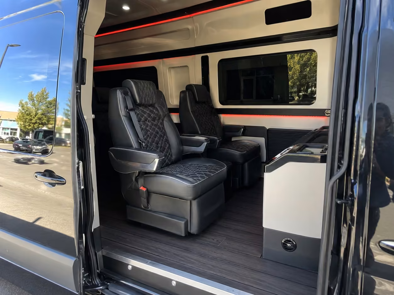 sprinter van rental with driver inside